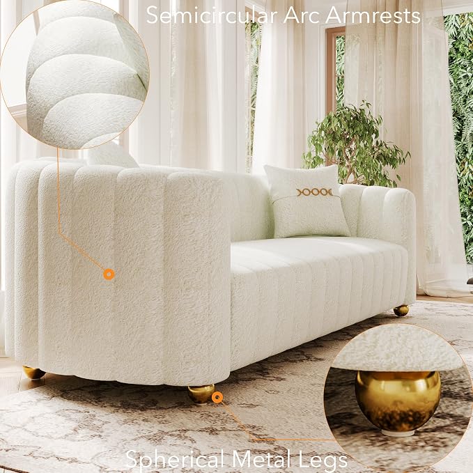 83.46" Fabric Couch for Living Room, Cute Modern Sofa - Image 6