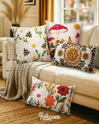 Embroidered Lumbar Pillow Cover 20x12 Inch, Sunflower Moon | Decorative Throw - Image 6