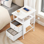 HOOBRO End Table with Charging Station, Narrow Side Table, Nightstand with 2 - Image 2