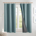 NICETOWN Skylark Blue Thick Linen Blend 100% Blackout Curtains - Image 2