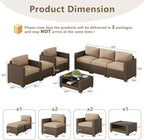 LOUVIXA 7 Piece Outdoor Patio Furniture Set, Rattan Chairs Glass Table Wicker - Image 2