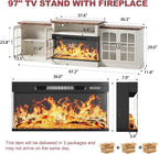 97" Fireplace TV Stand with 36" Electric Fireplace, Farmhouse Entertainment - Image 5