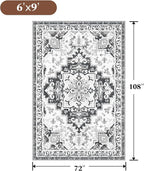 Rugflix 6x9 Area Rugs for Living Room, Washable Light Grey Large Rug | Machine - Image 2