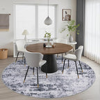 Round Area Rug Living Room: 6 ft Modern Washable Carpet Grey | - Image 3