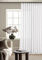 Snow White Pinch Pleat Semi Sheer Linen Curtains W70xL120 1 Panel | Light - Image 9