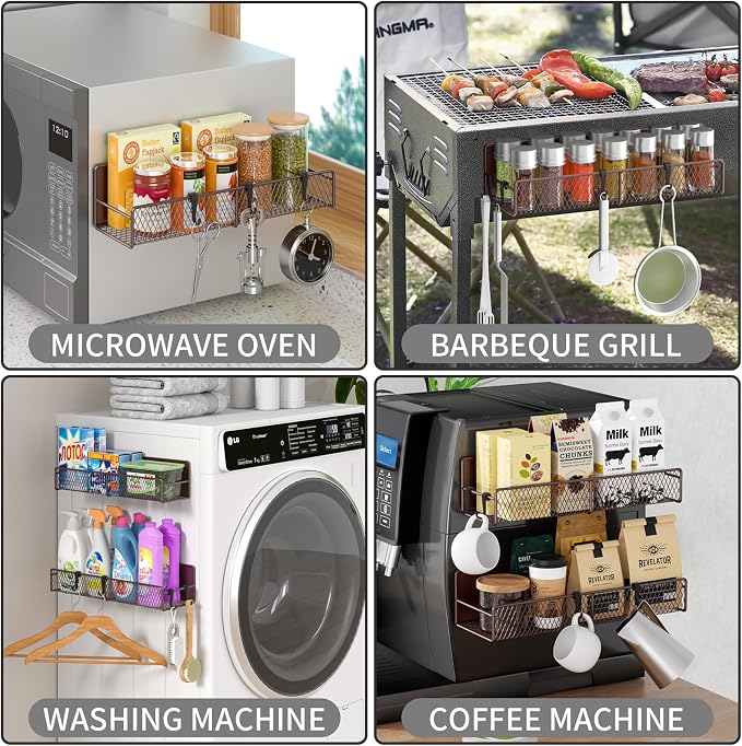 Magnetic Spice Rack for Refrigerator, 2 Pack 100% Metal Strong Magnet Shelf - Image 6