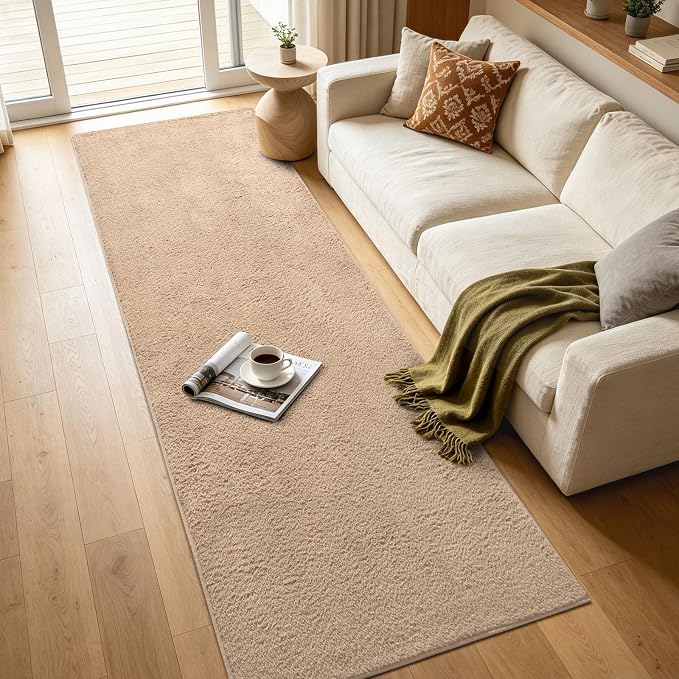 2x8 Beige Solid Runner Rug Washable Non-Slip - Image 7