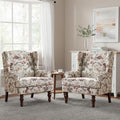 HUIMO Printed Wingback Accent Chair, Linen Upholstered High Back Armchair by HUIMO