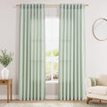 Aqua Green Linen Curtains 84 Inch Length 2 Panels Set by Nanspring