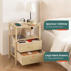 Yoobure Nightstand with Charging Station, Small Night Stand with Fabric Drawers - Image 5