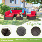 Vongrasig 7 Pieces Patio Furniture Sets, Outdoor All-Weather Wicker Patio - Image 6