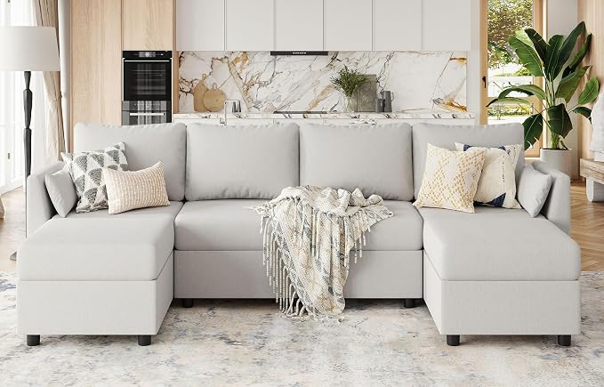 Huatean Home 114.17" Modular Sectional Sofa, 6 Seat Modular Couch by huateanhome