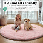 Light Pink Fluffy Round Rug 4ft - Image 5