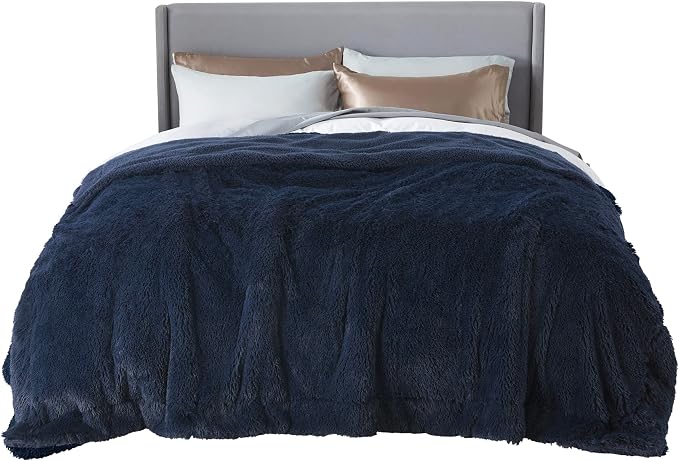 Bedsure GentleSoft Fluffy Navy Blue Blankets Queen Size by Unknown