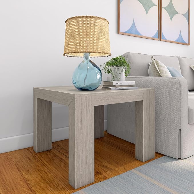 Plank+Beam Modern Square Corner Table, Slim Side Table by PlankBeam