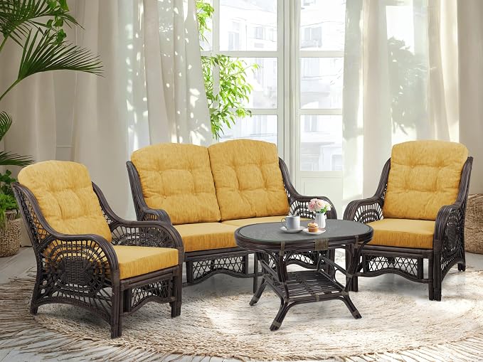 Malibu Lounge Loveseat Sofa Natural Rattan Wicker Handmade Design - Image 5