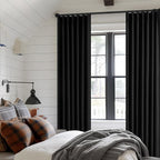 Black Linen 100% Black Out 120 Inch Curtains - Image 8
