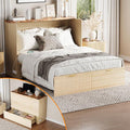 VINGLI Queen Murphy Bed with Storage Drawer, 2 Charging Station, Fluted Wooden by VINGLI