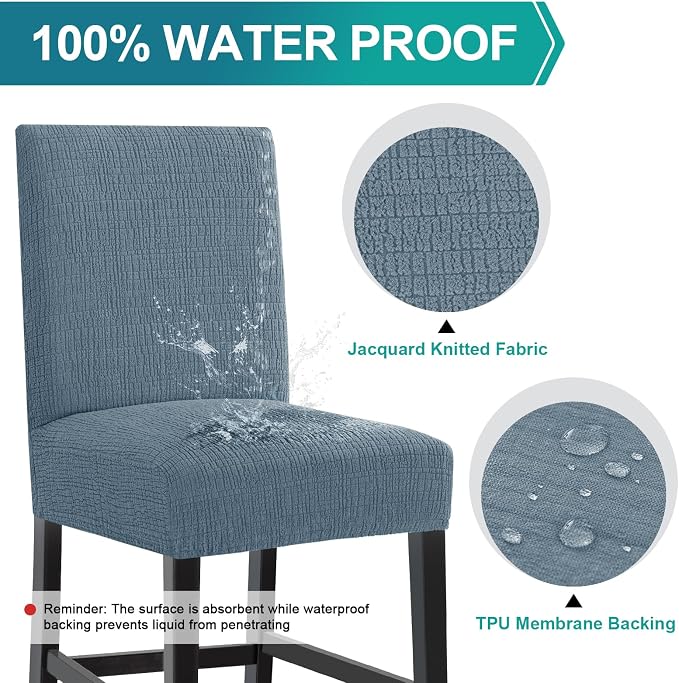 Turquoize 100% Waterproof Bar Stool Cover Stretch Washable Barstool Seat Covers - Image 3