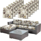 CALBODE 12 Pcs Waterproof Patio Cushion Covers, Floral Printed Stretch Outdoor by CALBODE