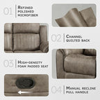 Lexicon 83.5" W Manual Double Reclining Sofa, Polished Microfiber Recliner Sofa - Image 3