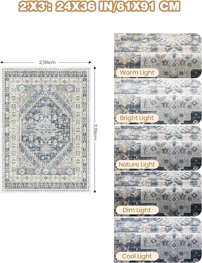 2x3 Entryway Rug Washable Rug Runner - Image 2