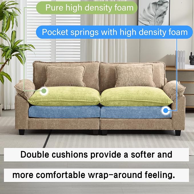 Oprisen 86" Modular Sectional Sofa, Comfy Cloud Couch Sectional Sofa, Chenille - Image 3