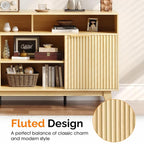 VINGLI Boho Fluted TV Stand for 70 Inch TV, Tall Wooden TV Console - Image 5