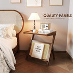 Bamworld Rattan Side Table Boho NightStand Mid Century Modern End Table Glass - Image 4