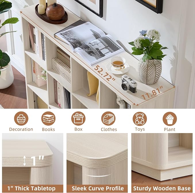 Joaxswe 12 Cube Storage Organizer, Wood Floor Standing 3-Tier Cubby Bookcase - Image 4