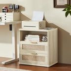LEYAOYAO Rattan Dresser and Nightstand Set of 2, Boho Wood Dresser - Image 9