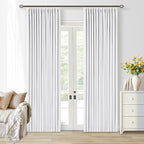 Snow White Pleated Linen 100% Blackout Curtains 86 Inches Long | Pinch Pleat by Twodrapes