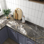 BAYYA 48"x80" Extra Wide Marble Contact Paper Grey/Gold Glossy Marble Wallpaper - Image 3