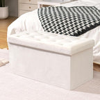 B FSOBEIIALEO Folding Storage Ottoman, Long Ottomans Shoes Bench, Velvet - Image 7