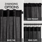 MIULEE Black Linen Curtains 96 Inch Length 2 Panels - Image 3
