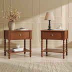 AMERLIFE 24" Wooden Nightstand Set of 2, Vintage Bedside Table by AMERLIFE