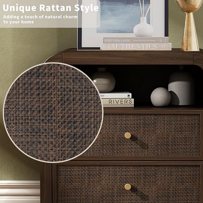 Oak&Sparrow Rattan Nightstand Set of 2, 23.6'' Rattan End Table - Image 5