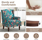Pia Ricco Set of 2 Floral Accent Chairs, High Back Upholstered Armchairs - Image 4