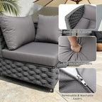 TWT Dark Gray Left Arm Outdoor Sofa, Modular Patio Chair - Image 3