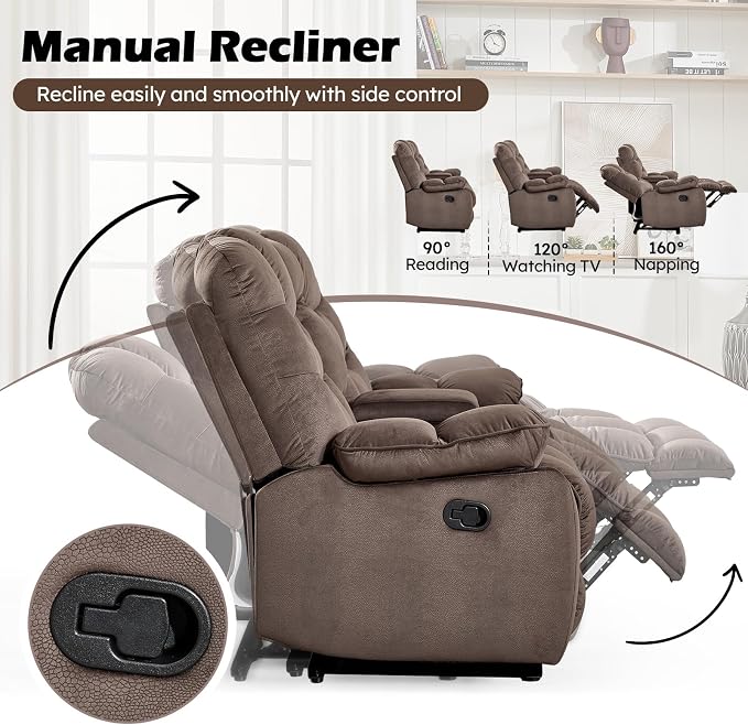 HAOMARKETS Manual Reclining Loveseat Sofa Set of 2 - Image 3