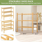 ROMGUAR CRAFT 3-Tier Bamboo Small Shoe Rack, Free Standing Wood Shoe Shelf - Image 3