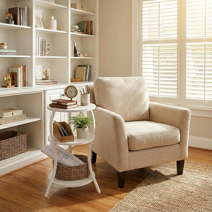YEAKOO Vintage Small Round Side Table, 3-Tier Slim Waist Circular End Table - Image 6