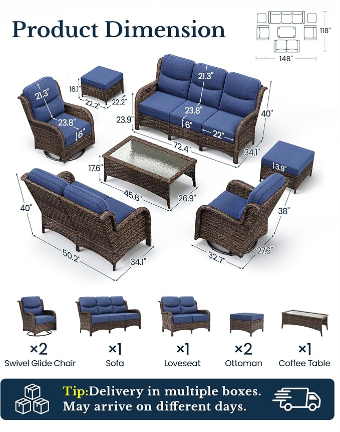 HILLGA Luxury High Back Patio Furniture Set - Image 2