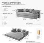 79" Convertible Sofa Bed with Fixed-Shape Frame & Removable Armrests, Modular - Image 2