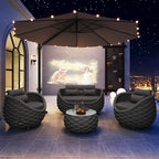 TWT Patio Furniture Sofa Set 4 Pieces Aluminum Outdoor Furniture w/27.8in - Image 9