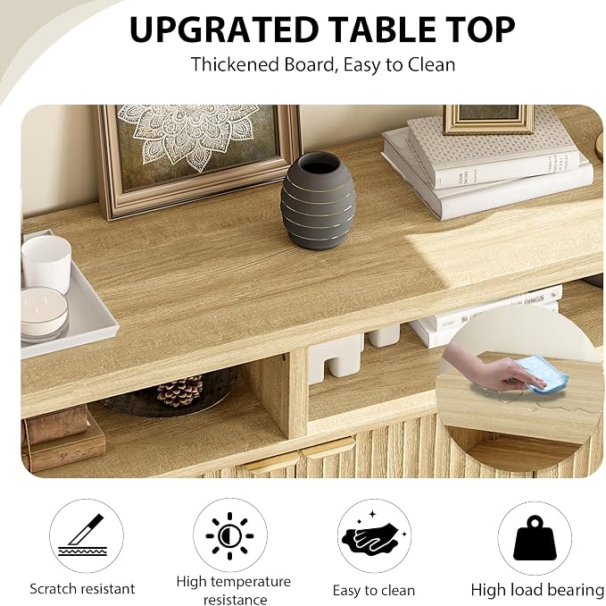 GarveeLife 65 Inch Fluted Sideboard Buffet Cabinet - Image 4