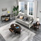 Oval End Table with Drawer, Solid Wood Sofa Side Table with Storage Shelf - Image 5