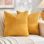 Fancy Homi 2 Packs Gold Yellow Decorative Throw Pillow Covers 22x22 Inch by Fancy+Homi