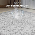 8x10 Boho Washable Area Rugs for Living Room, Dining Room-Gray White | Retro - Image 5