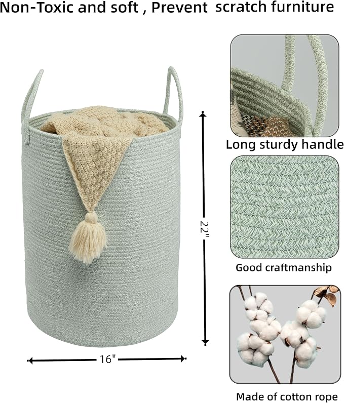 XUANGUO Cotton Rope Laundry Basket Hamper - Image 2